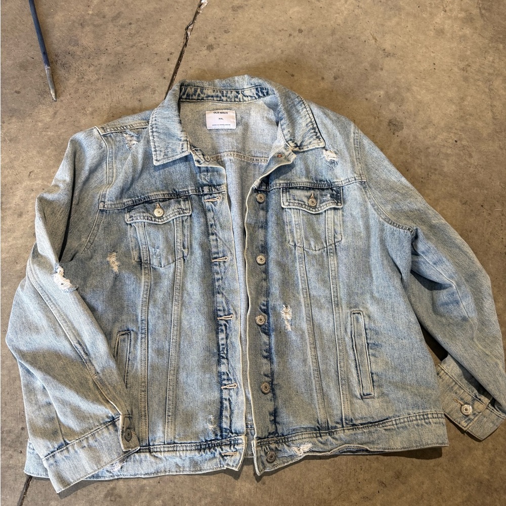 Old Navy Light Blue Distressed Denim Jacket